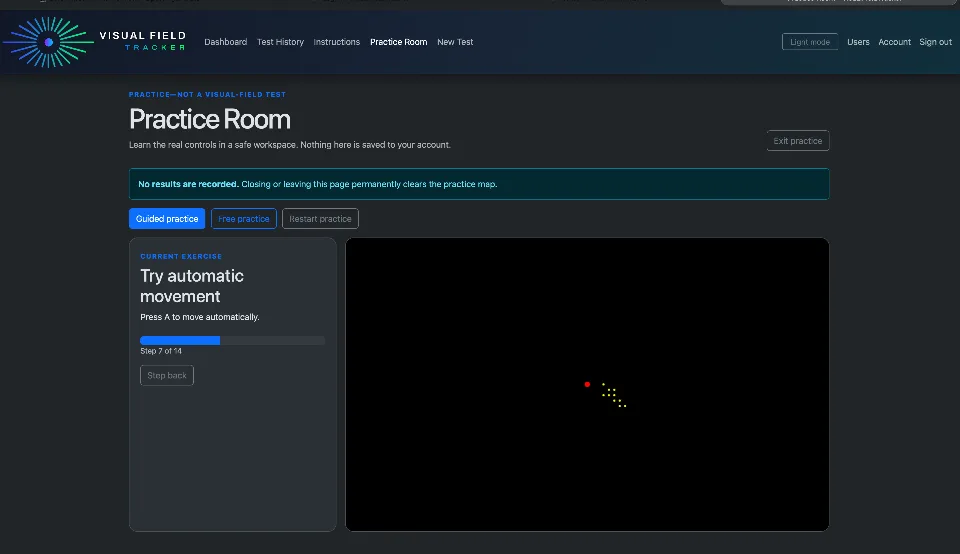 Visual Field Tracker - Practice room