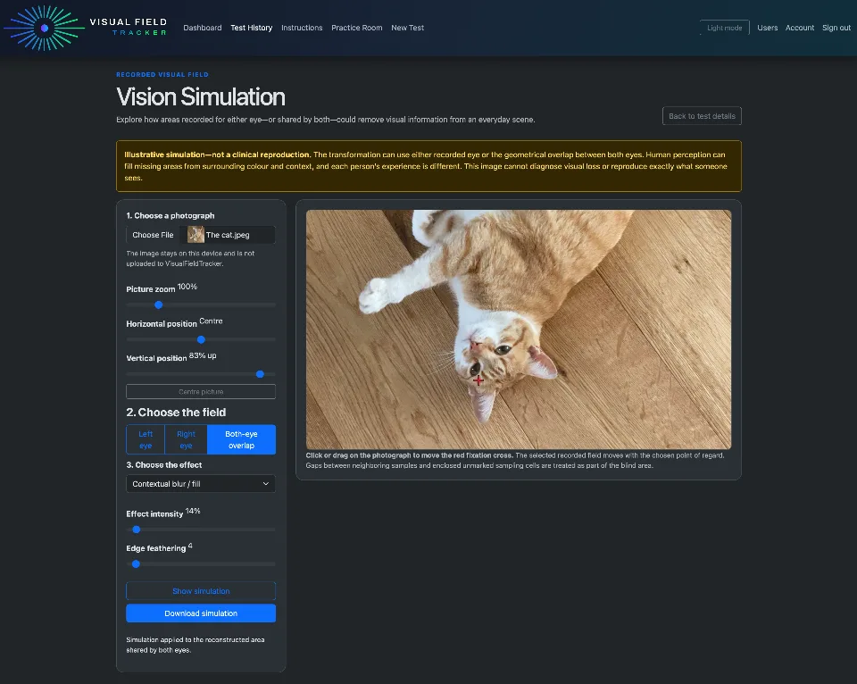 Visual Field Tracker - Experimental Vision simulation